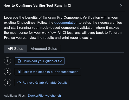 CI Setup Panel